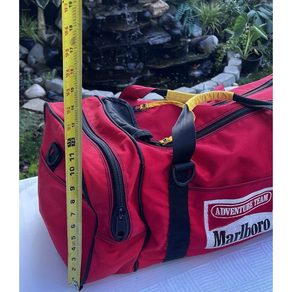 Vintage 1990’s Marlboro Adventure Team Red Duffle Bag Travel Gym Bag Nice